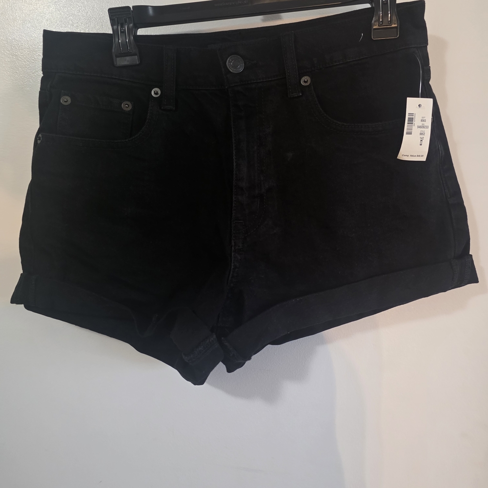 Aeropostale Black High-Rise Denim Shorts